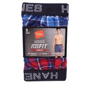 NEW Hanes Men's 3-Pk. Ultimate Comfort Flex Fit Stretch Woven Boxers Size S
